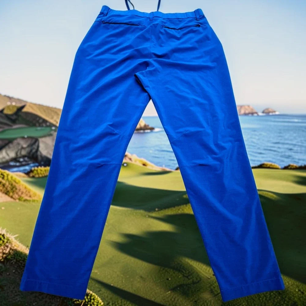 Fabletics Mens Only-Go Pants Navy Blue Golf Commuter Technical Trousers 34x28